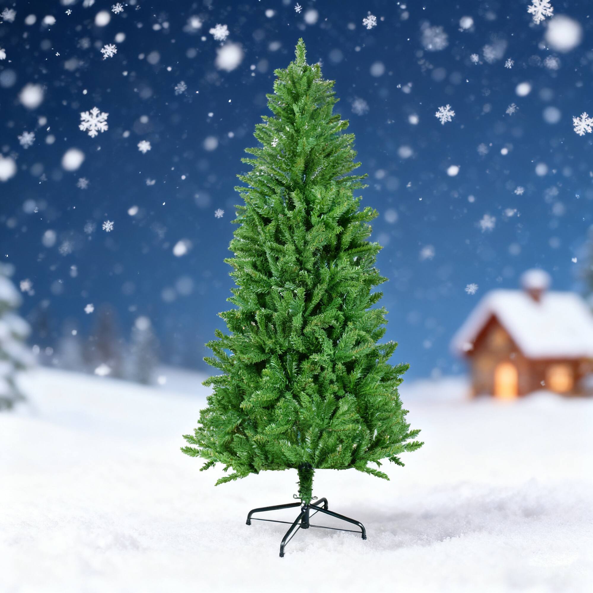 Back. ELEMENT ACE - 5FT Classic Pencil Christmas Tree with Dense Branches for Holiday Decorations in Elegant Slender Design - Green.