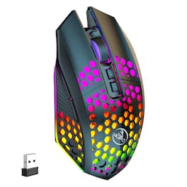 SKRAN - 2.4G Wireless Mouse: Rechargeable Silent RGB Backlit, Sleek & Easy-to-Use for Office/Gaming, Ideal for Laptop/PC Users - Wireless - Black