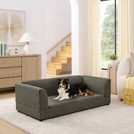JUJABU - Comfortable Oversized Pet Sofa for Medium/Large Dogs with Backrest, Armrests & Soft Cushion - Dark Gray