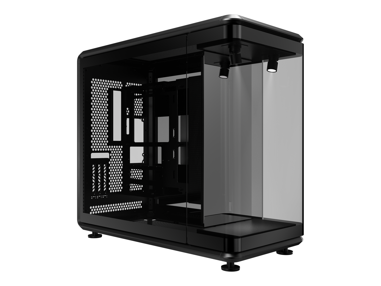 Alt View 2. Cooler Master - Cooler Master MasterFrame 360 Panorama ATX Case, 3-Side Glass, 430mm GPU, 360mm Radiator, PCIe 5.0, USB4-C - Black.