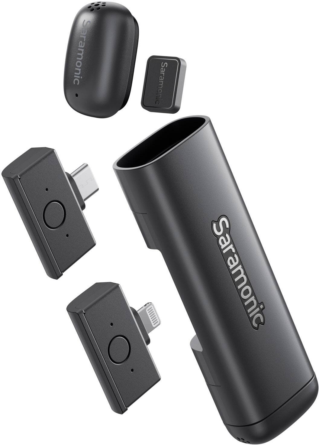 Saramonic - Air-SE 2-Person Ultra-Mini Wireless Mic System w/ USB-C & Lightning Receivers - Black