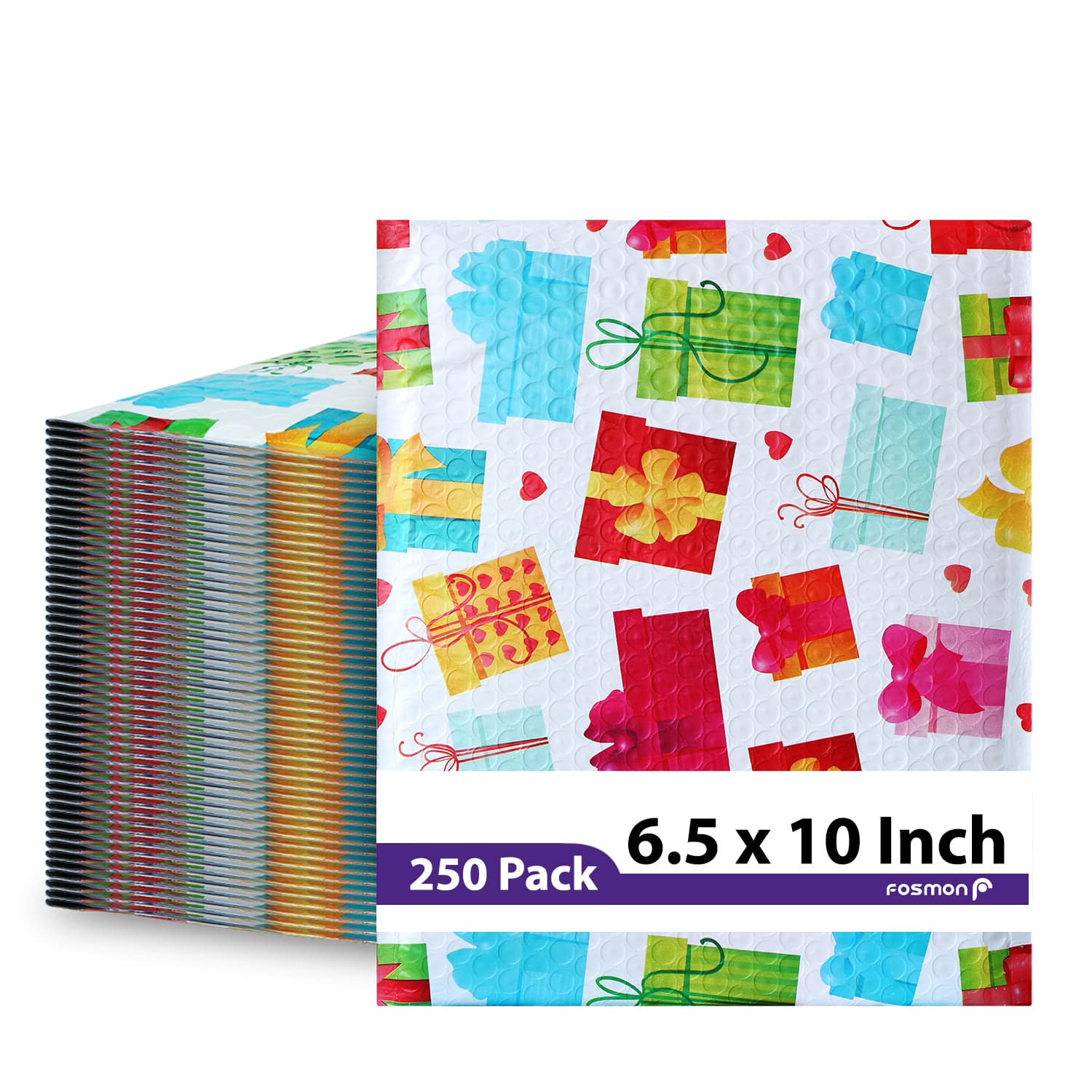 "Fosmon - 6.5 x 10 - 250 Pack #0 Gift Wrap Birthday Holiday Poly Bubble Mailer, Padded Shipping Envelopes, 6.5 x 9"" Usable Size - Multi" price history on PriceWatchPro