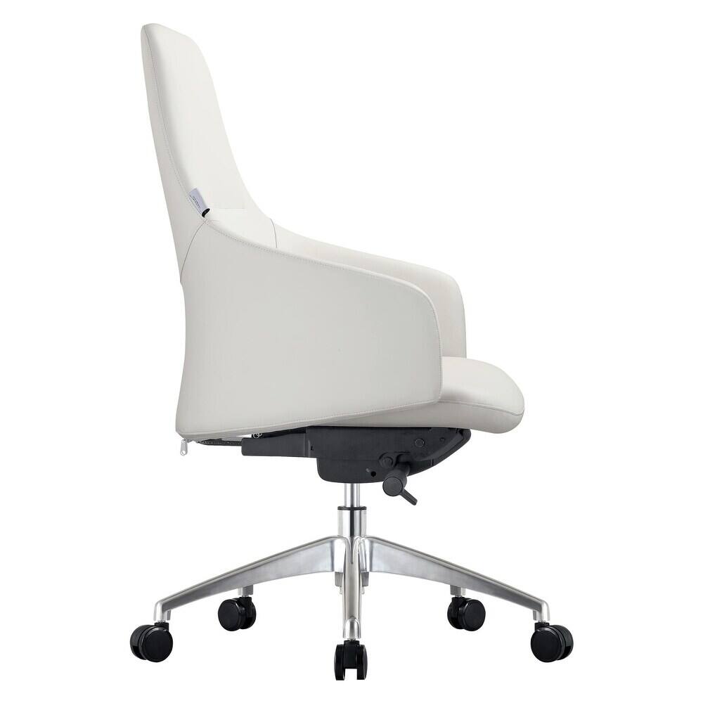 Left. LeisureMod - Celeste High-Back Office Chair - Modern Leather Upholstery, Adjustable Height, Swivel & Tilt Armrest Desk Chair - White.