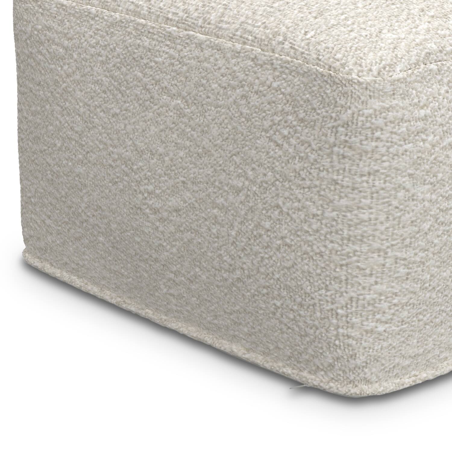 Alt View 5. Simpli Home - Chantal 24 inch Wide Contemporary Pouf in Ivory Boucle Fabric - Ivory.