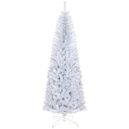 Homcom - Pencil Christmas Tree, Unlit Artificial Christmas Tree Slim Douglas Fir Xmas Tree with Realistic Branches, Halloween - White