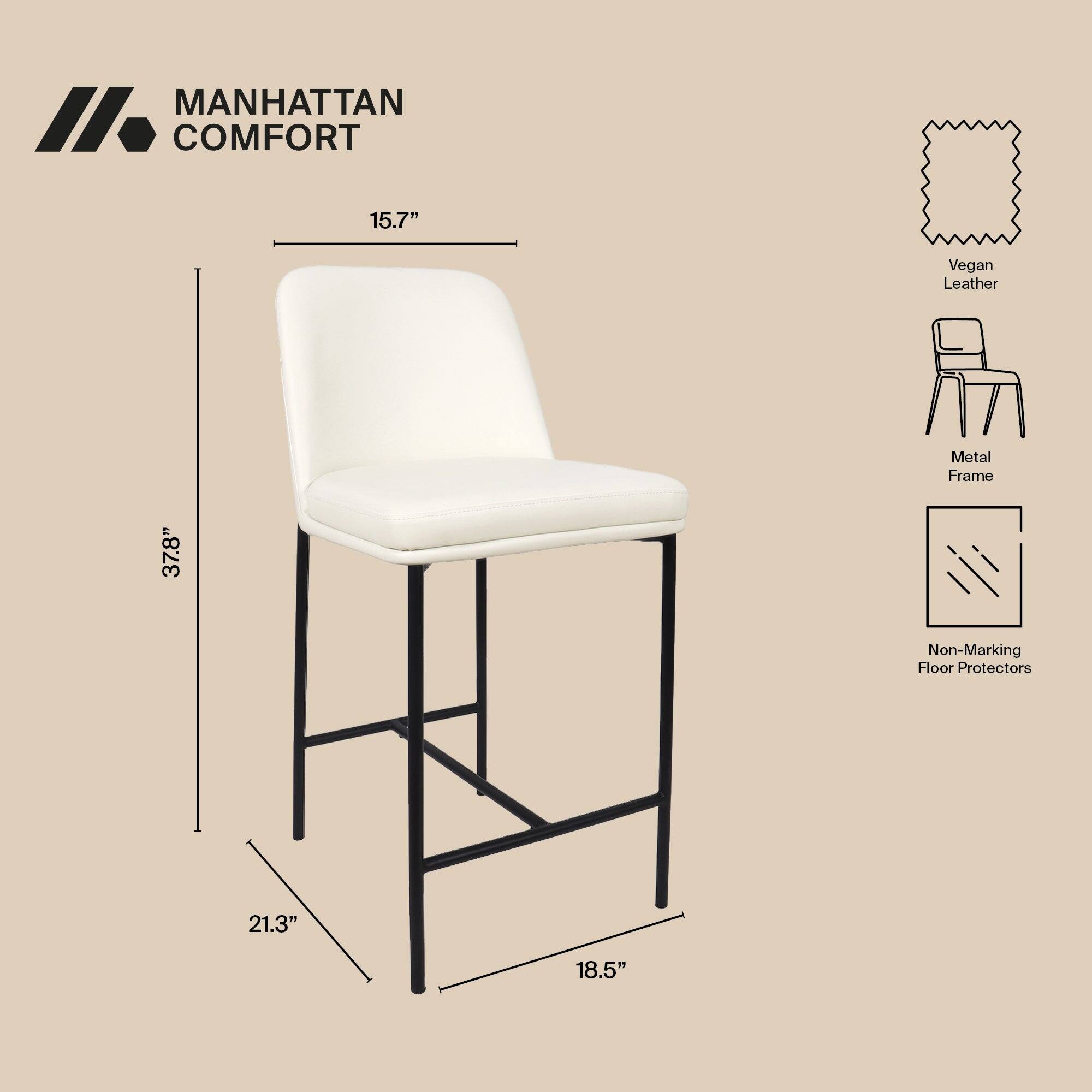 Manhattan Comfort Loft Contemporary Metal Vegan Leather Counter Stool ...