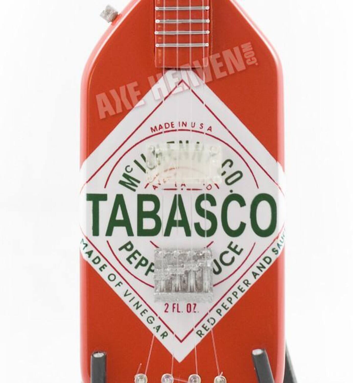 AXE HETVEN.COM  
MADE IN USA  
Mc ILHENRY CO  
TABASCO  
PEPPER SAUCE  
MADE OF VINEGAR  
2 FL. OZ.  
RED PEPPER AND SAUCE