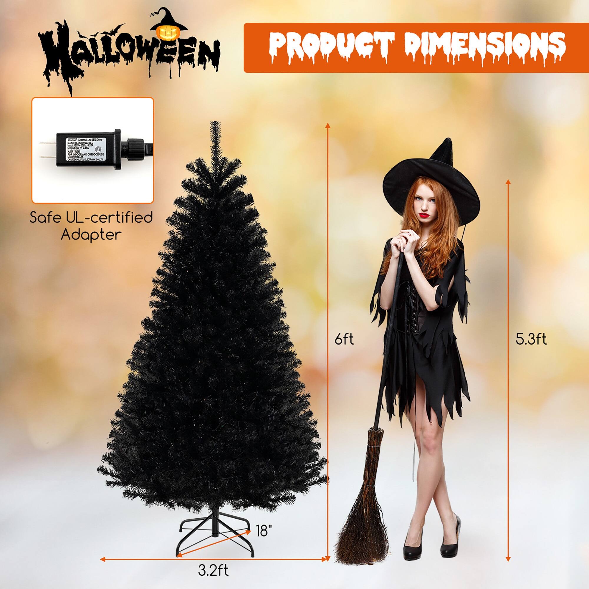 Halloween

PRODUCT DIMENSIONS

Safe UL-certified Adapter

6ft

5.3ft

3.2ft

18"