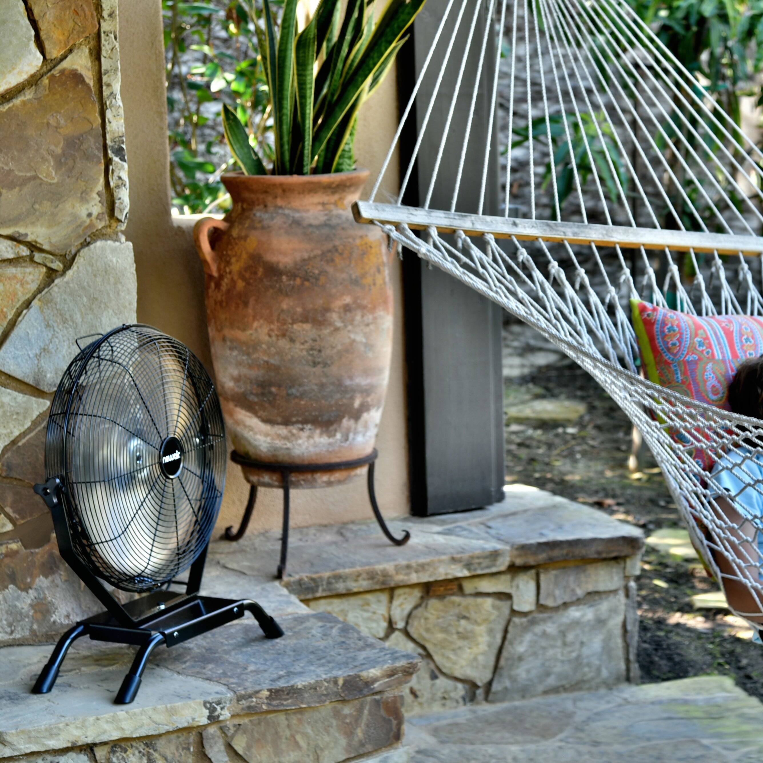 Alt View 7. NewAir - 20" Outdoor High Velocity Wall Mounted Fan with 3 Fan Speeds and Adjustable Tilt Head - Black.
