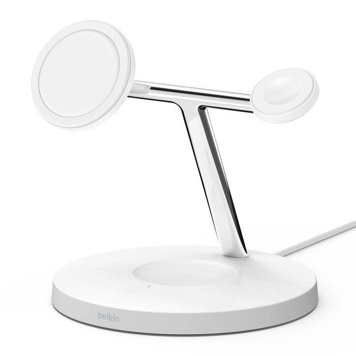 Belkin - BoostCharge Pro 3-in-1 Wireless Charger with MagSafe, 15W - White