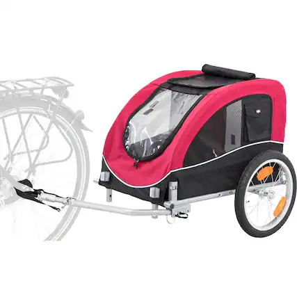 Front. TRIXIE - Foldable 2-in-1 Bicycle Trailer for Dogs with Windows, Black & Red - Black/Red.