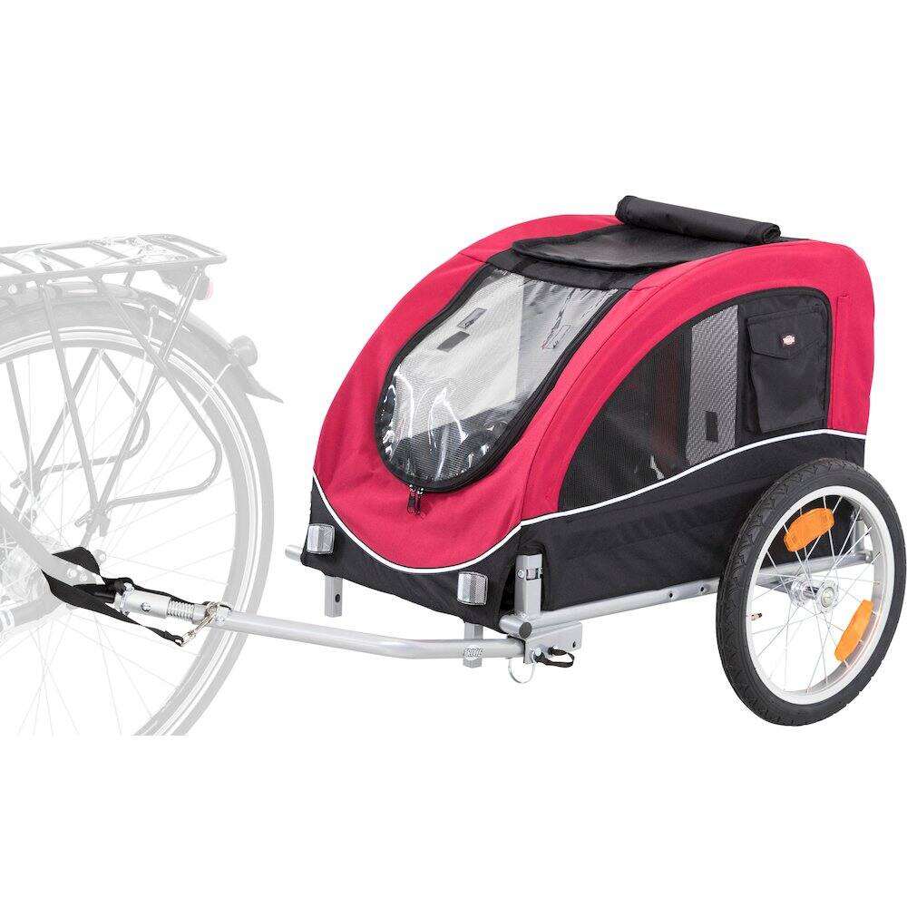 Front. TRIXIE - Foldable 2-in-1 Bicycle Trailer for Dogs with Windows, Black & Red - Black/Red.