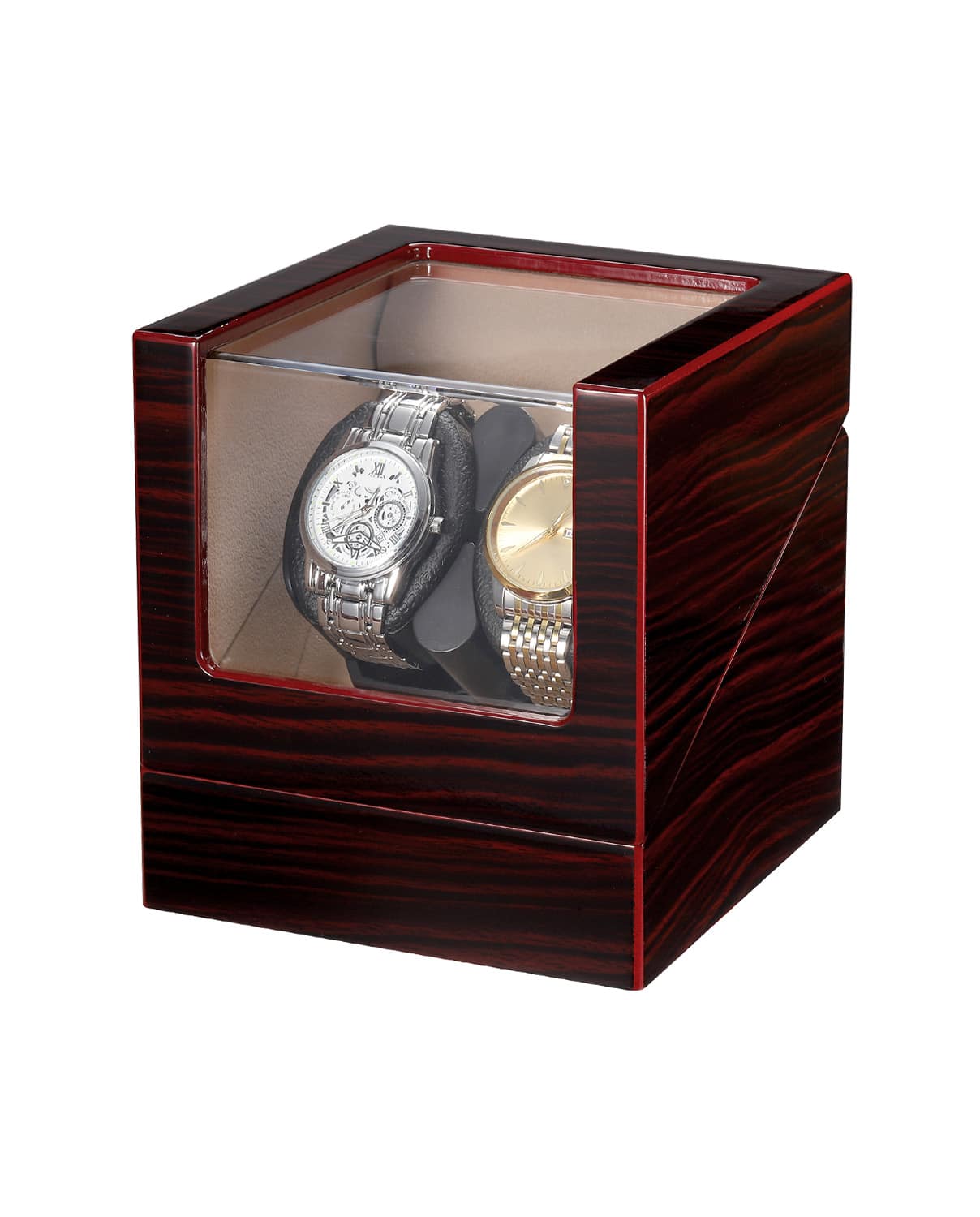 Unique Bargains - Luxury Dual Automatic Watch Winder Box, Double Watch Winder with Quiet Motor, Type-C Cable, Birthday Gift for Him - Wooden