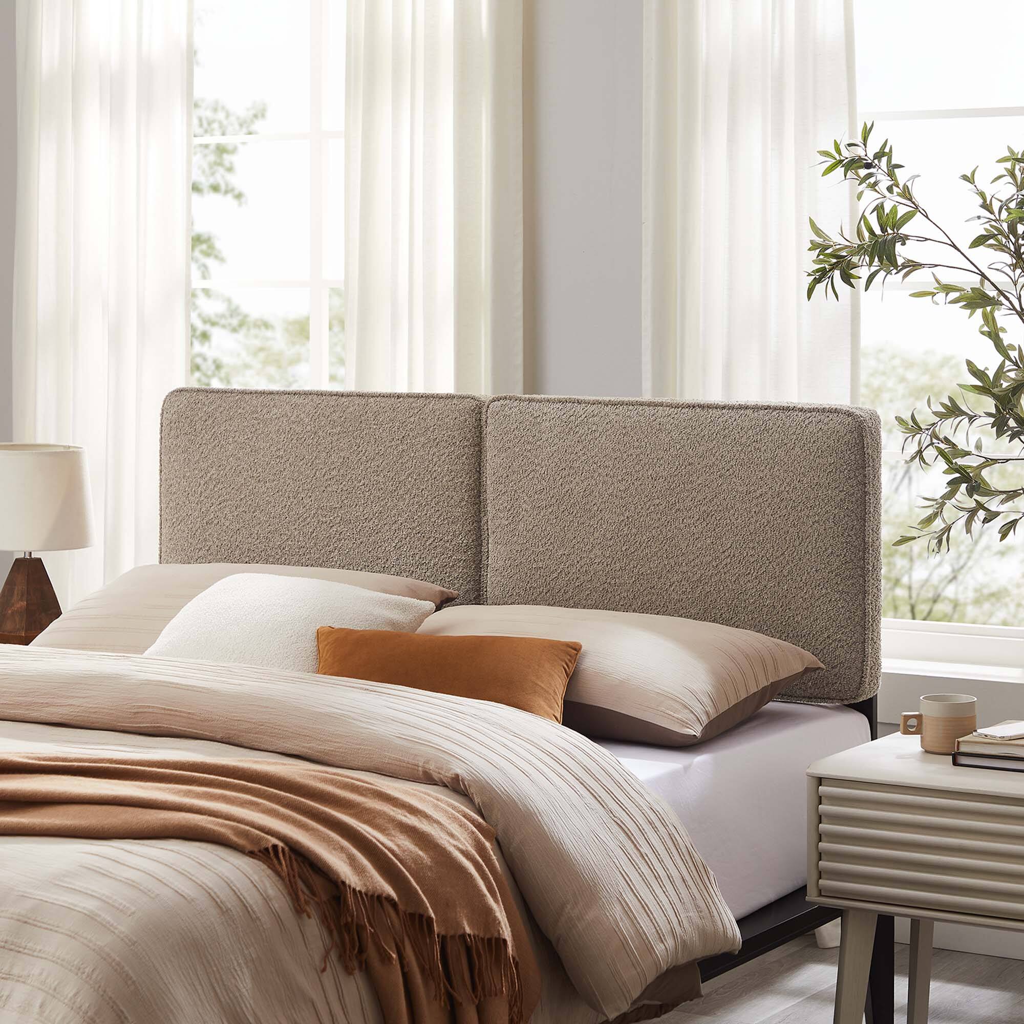 Alt View 3. Modway - Lindee Boucle Fabric Queen Headboard by Modway - Brown.