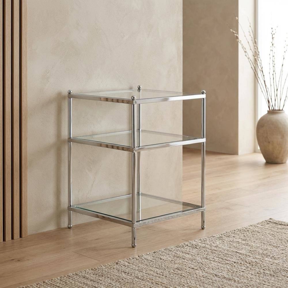 Back. FurniFact - End Table with Modern Design and Durable Construction - Clear.
