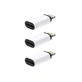 Qixxronics - 3PCS USB-C to Lightning Adapter Compatible with Apple Lightning Devices, iPhone, iPad - White
