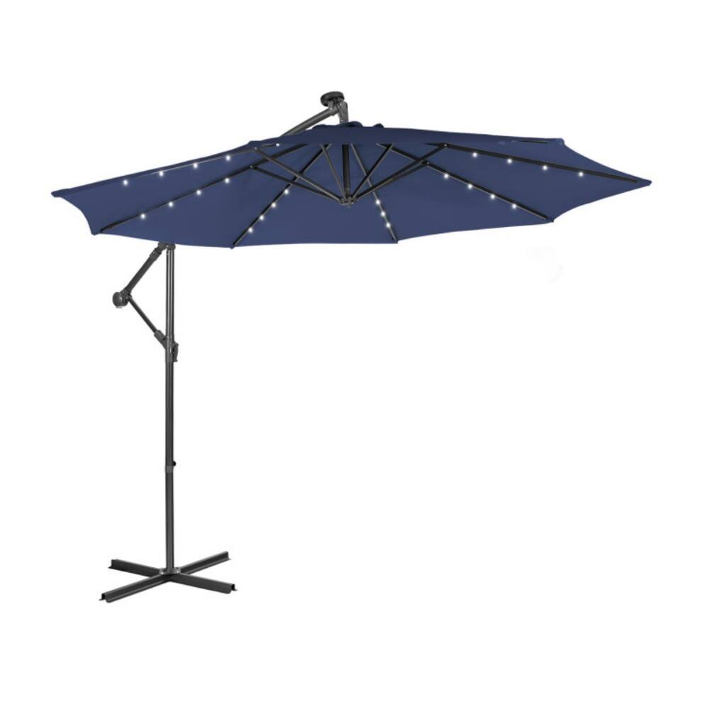 Left. Mondawe - 10 Feet Patio Cantilever Umbrella with Tilting System - Navy.