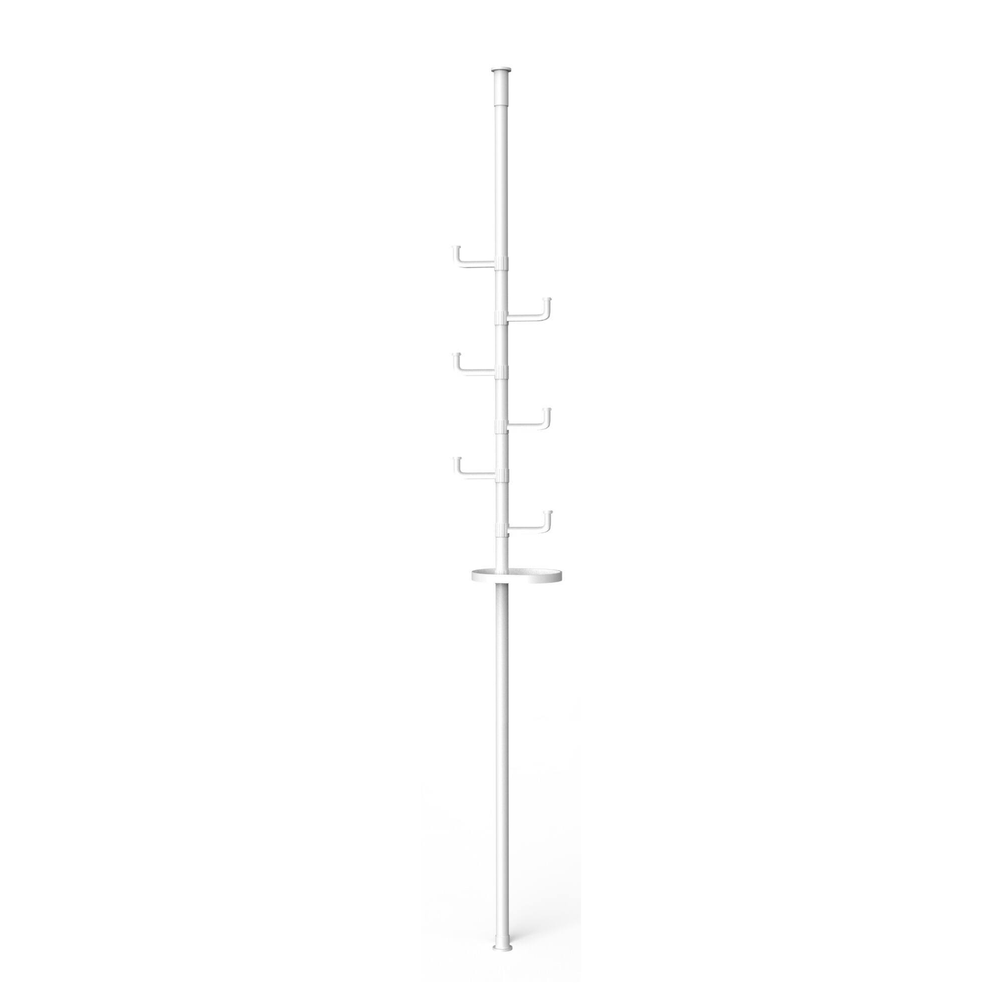 Alt View 7. GOODSILO - Adjustable Tension Pole Laundry Drying Rack with Rotating Hooks for Vertical Space Organization in Home and Balcony - White.