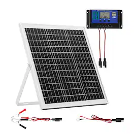 VEVOR - 20W 12V Solar Panel Battery Charger, Solar Battery Trickle Charger Maintainer with Intelligent MPPT Controller - White