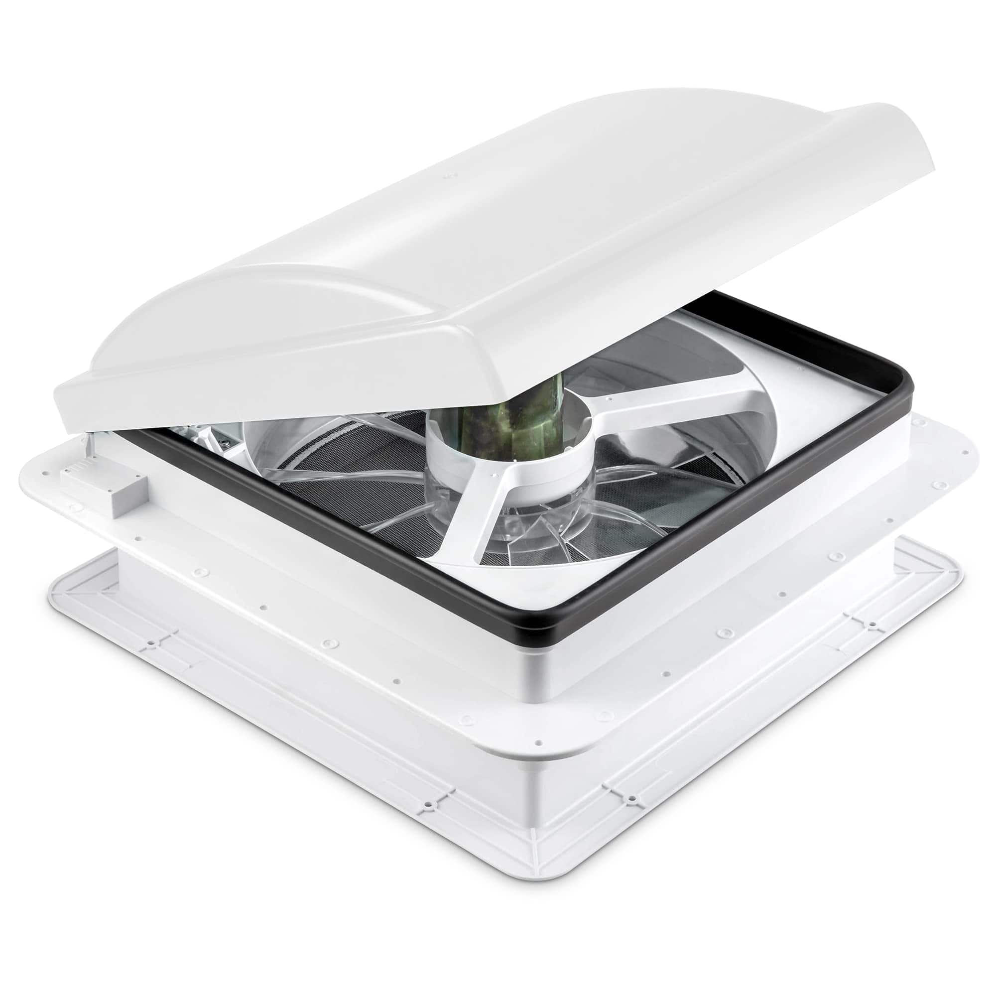 Hike Crew - 14” RV Roof Vent Fan, 12V Intake & Exhaust Manual Camper Fan - Lid - White