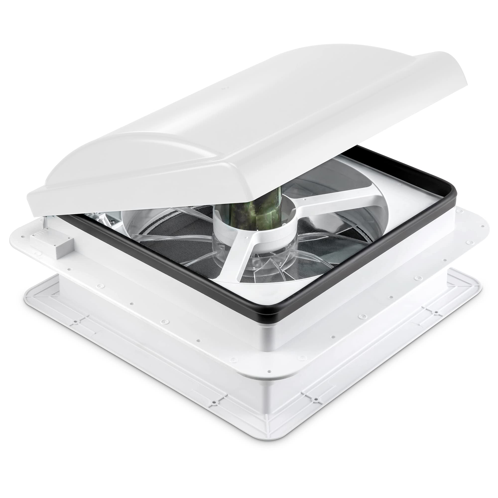 Hike Crew - 14” RV Roof Vent Fan, 12V Intake & Exhaust Manual Camper Fan - Lid - White