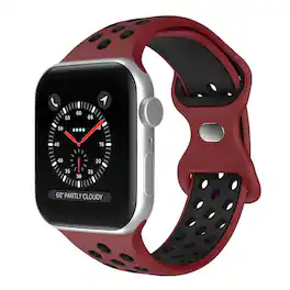 StrapsCo - ColorBlock Active Strap Silicone Rubber Watch Band For Apple Watch - 40mm/41mm/42mm (Medium-Long) - Wine Red