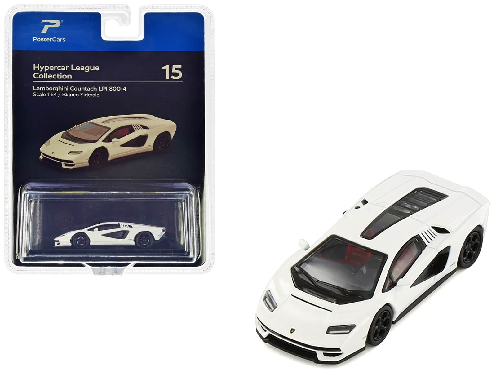 "Lamborghini Countach LPI 800-4 Bianco Siderale White ""Hypercar League Collection"" 1/64 Diecast Model Car by PosterCars" price history on PriceWatchPro