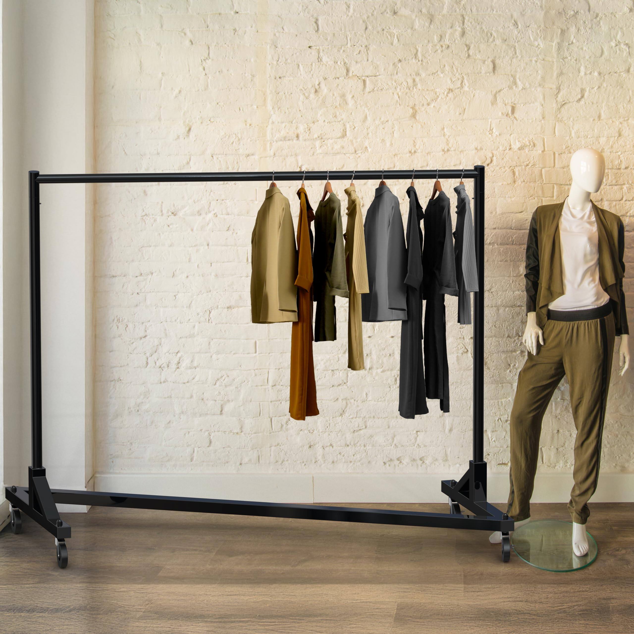 Alt View 3. Refined Abode Design - Industrial Grade Z-base Garment Rack Load With Extra Long Bar - Black.