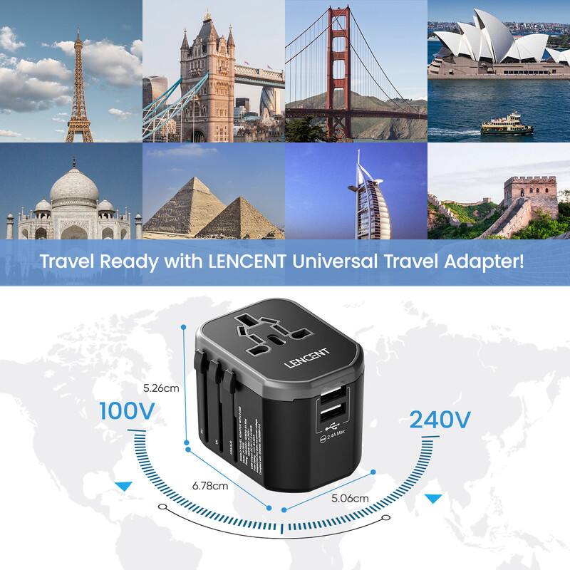 LENCENT Global Socket Japan US UK EU Plug Adaptor Universal Travel ...