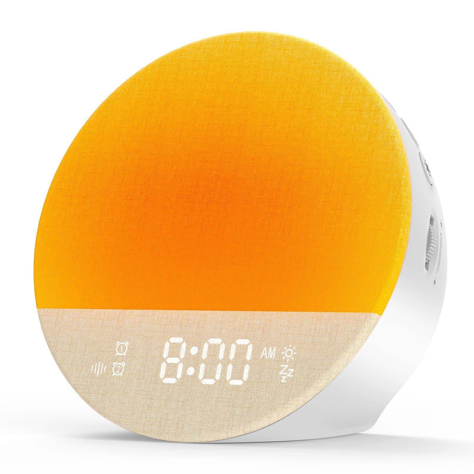 Front. Dazzed Corner - Sunrise Alarm Clock with White Noise, Bluetooth Speaker, Dual Alarms & Night Light - White.