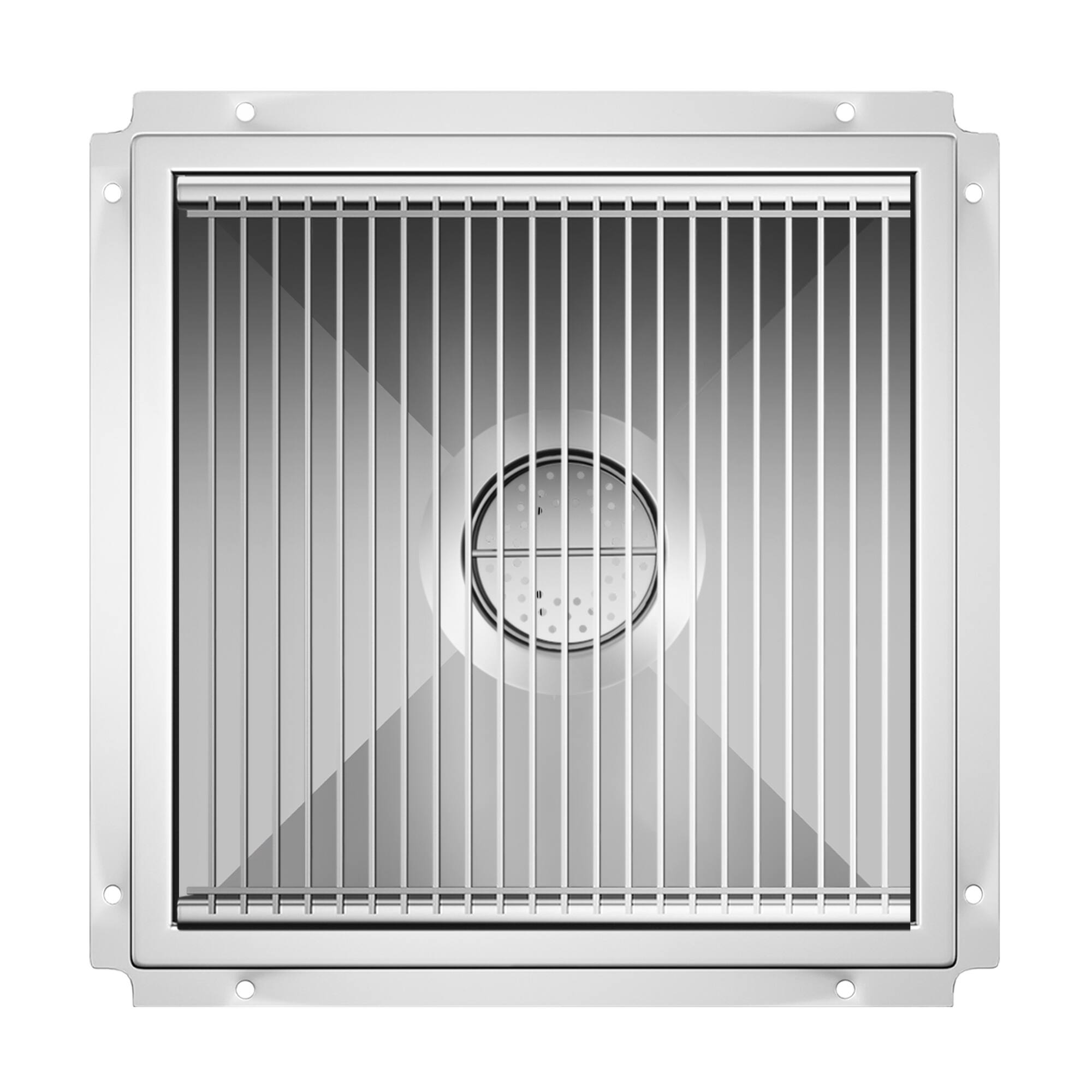 Alt View 1. Koolmore - 24" x 24" Stainless Steel Floor Trough Drain, 14-Gauge with Subway-Style Grating & Removable Drain Basket, NSF Listed - Stainless-Steel.