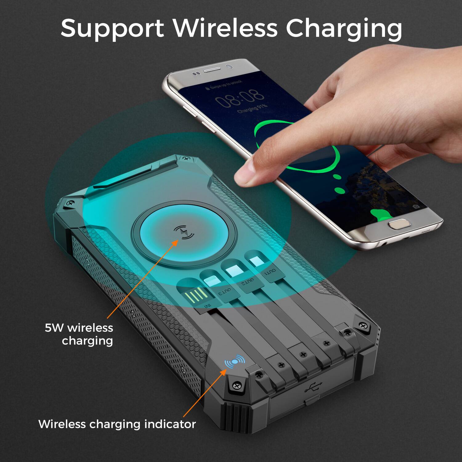 Support Wireless Charging, 5W wireless charging, Wireless charging indicator