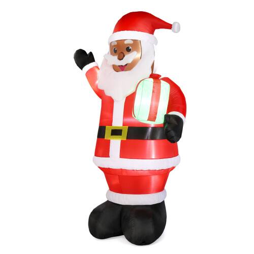 Front. Winado - Christmas Black Santa Claus 7 FT Inflatable with Light for Outdoor Holiday Decoration - Red.