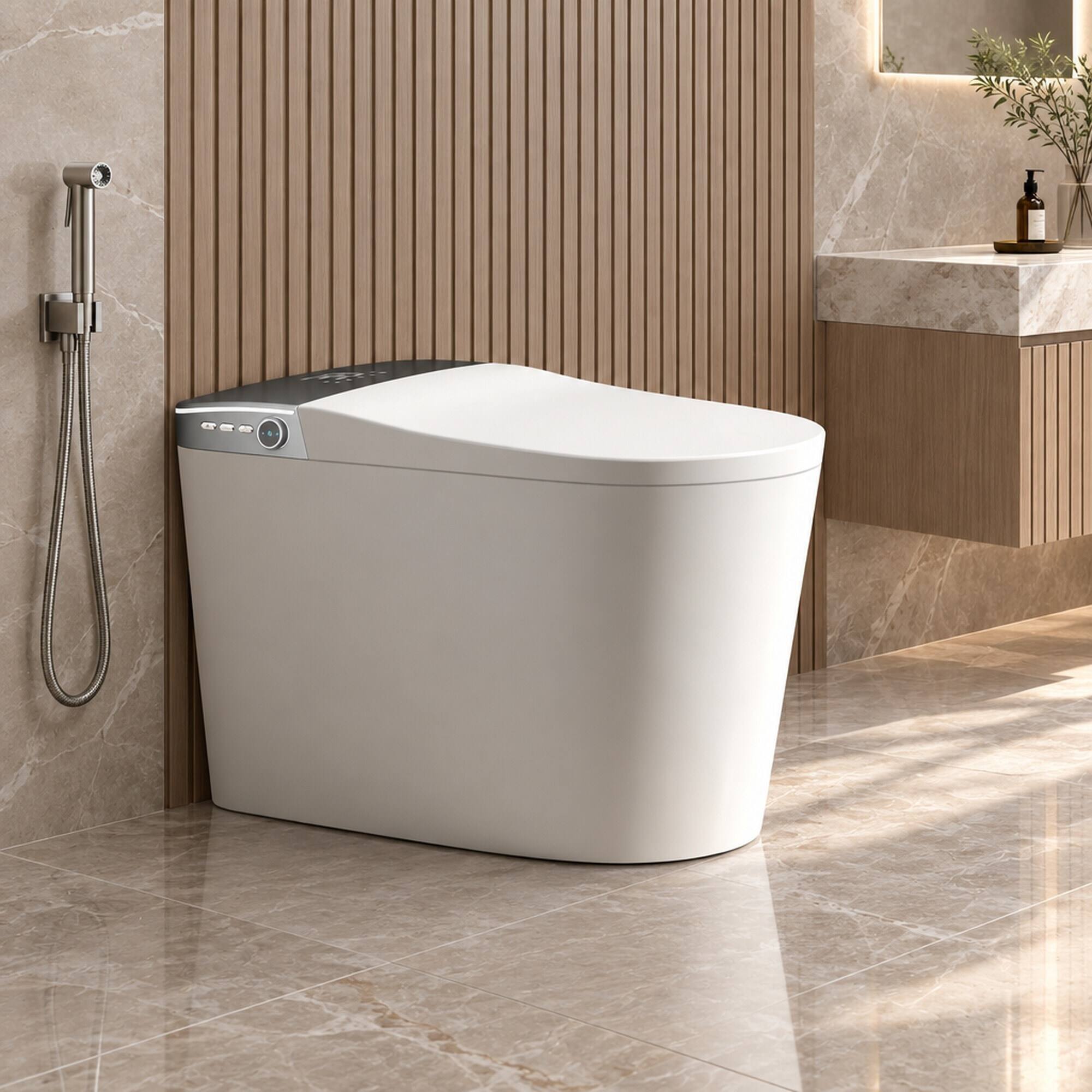 RYHNUYNE Smart Toilet, Ultraviolet Light Heated Seat Wireless Remote ...