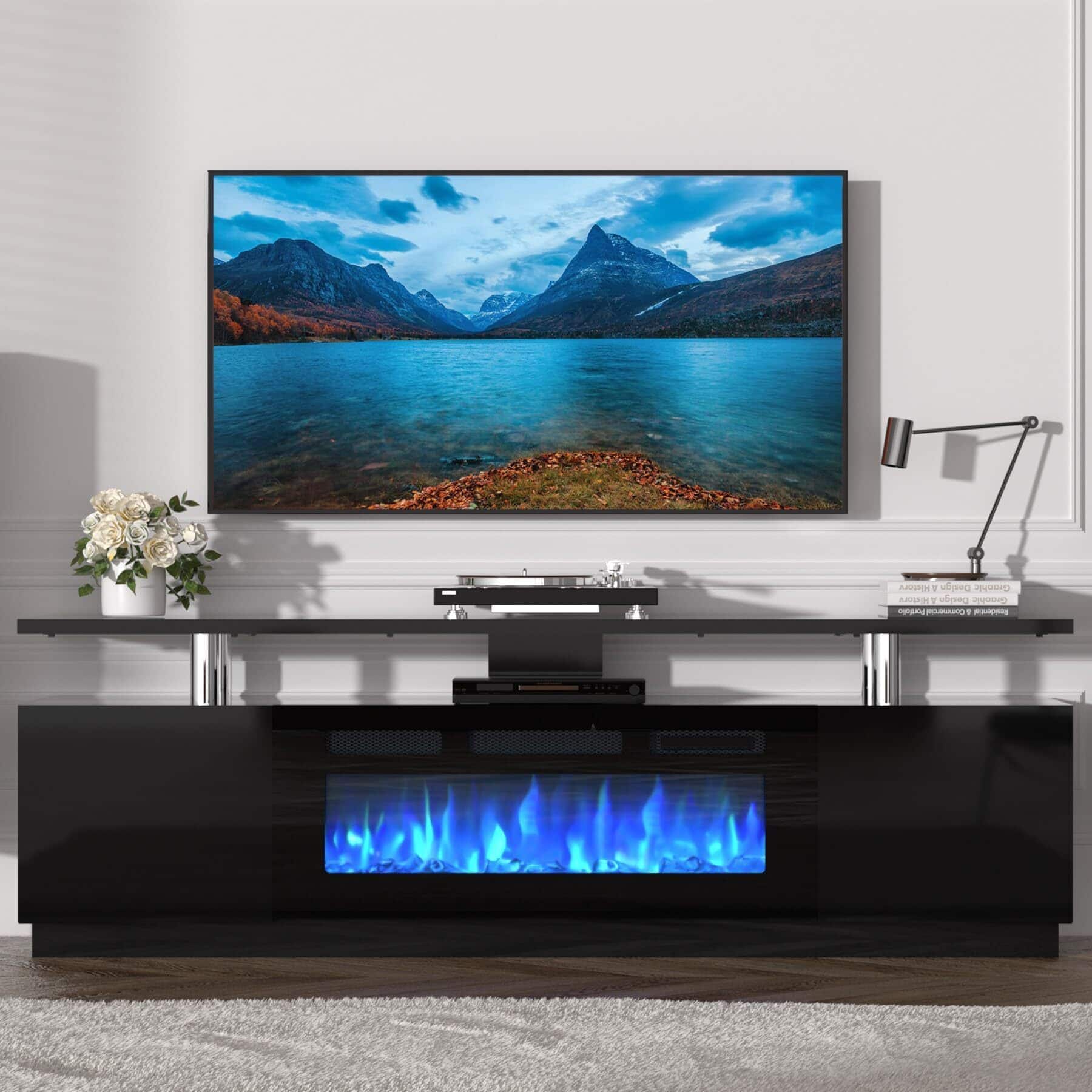 Acekool - 70'' Fireplace TV Stand with 36'' Firplace