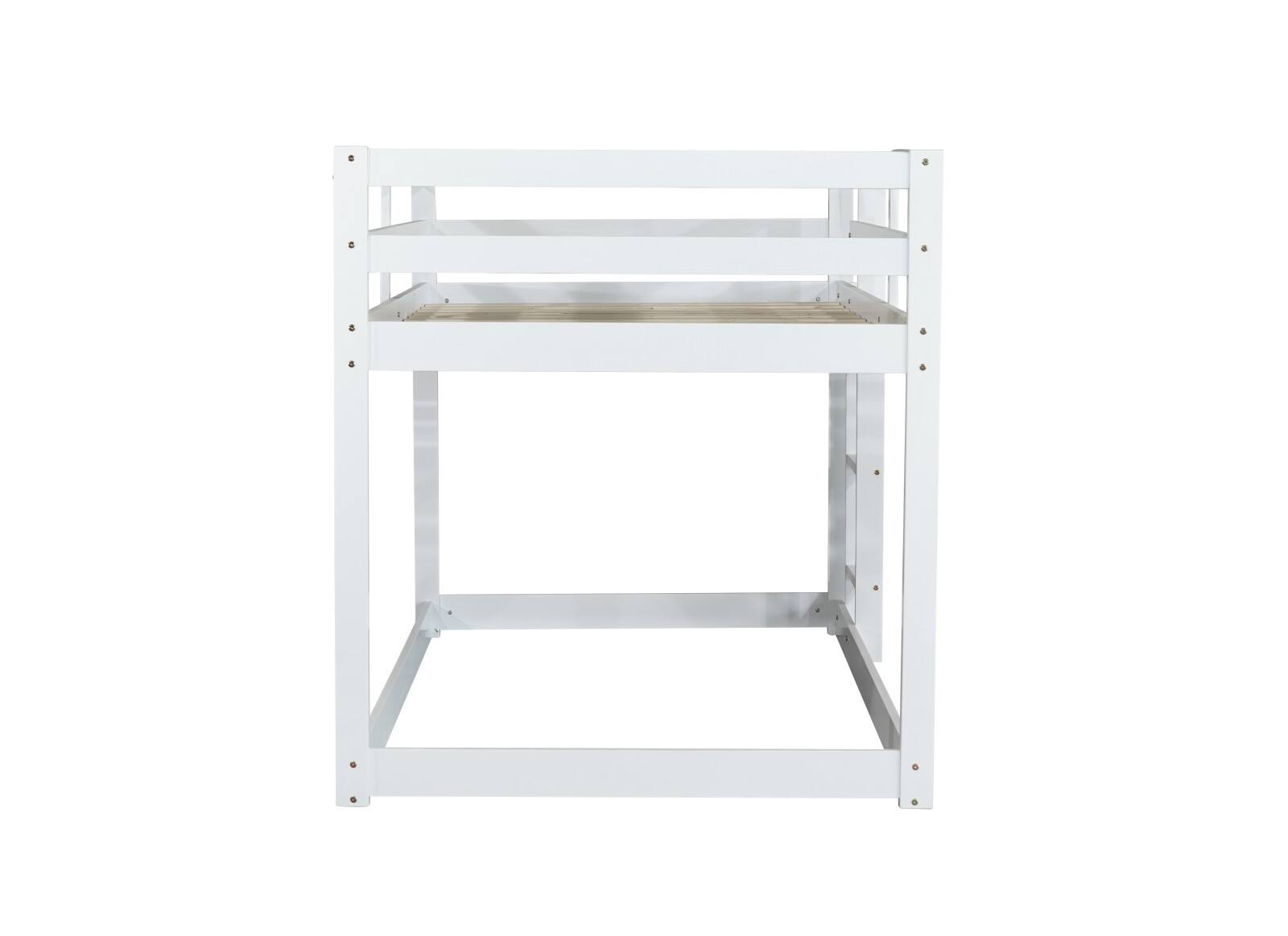 Alt View 10. Ecooso - Solid Wooden, Solid Rubber Wooden Twin over Twin Floor Bunk Bed with Ladder, with Bed Platform of Strengthened Slats - White.