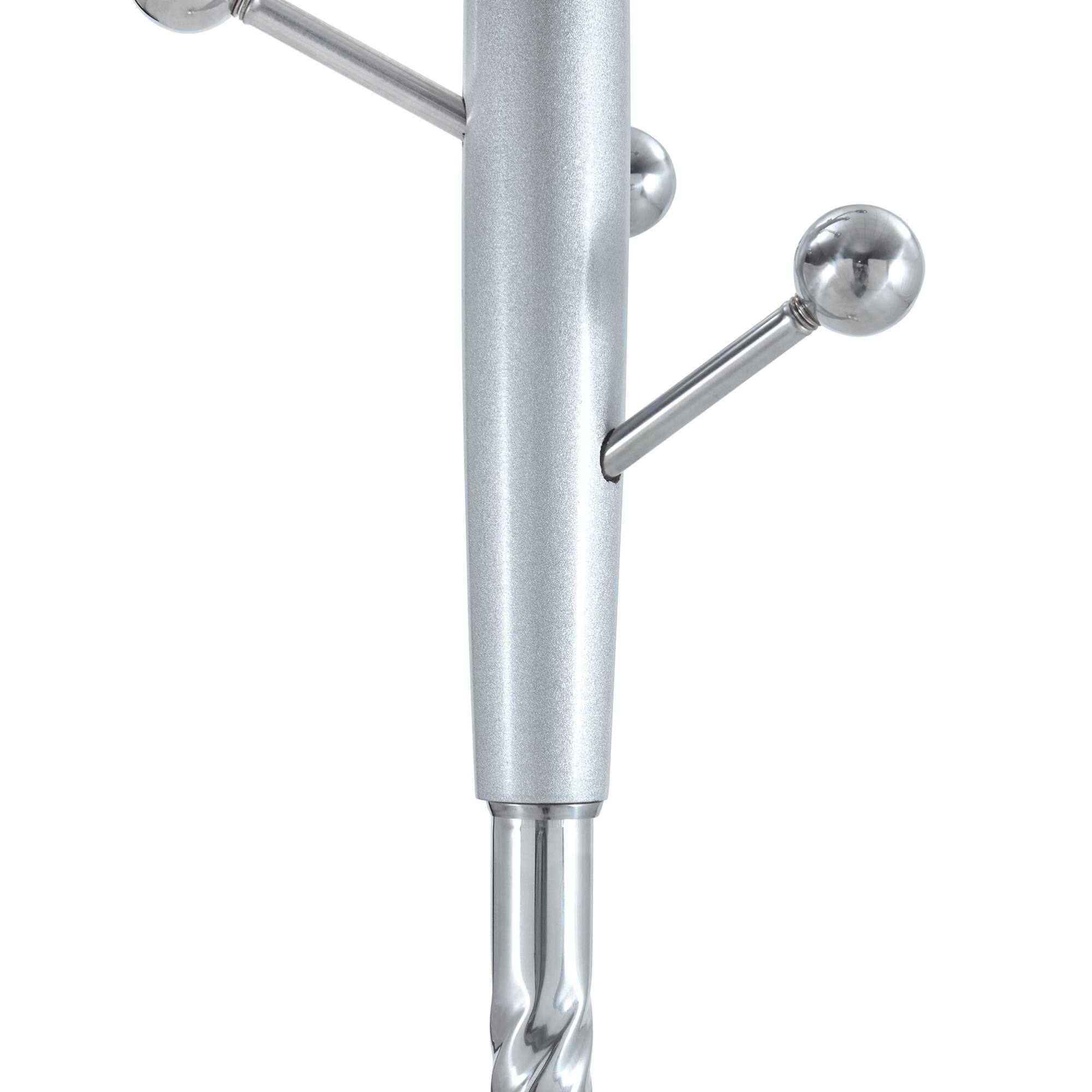 Alt View 7. GOODSILO - 72 Inch Tall Stainless Steel Free-Standing Coat Rack with Detachable Arms and Solid Wood Accents for Modern Entryway - Silver.
