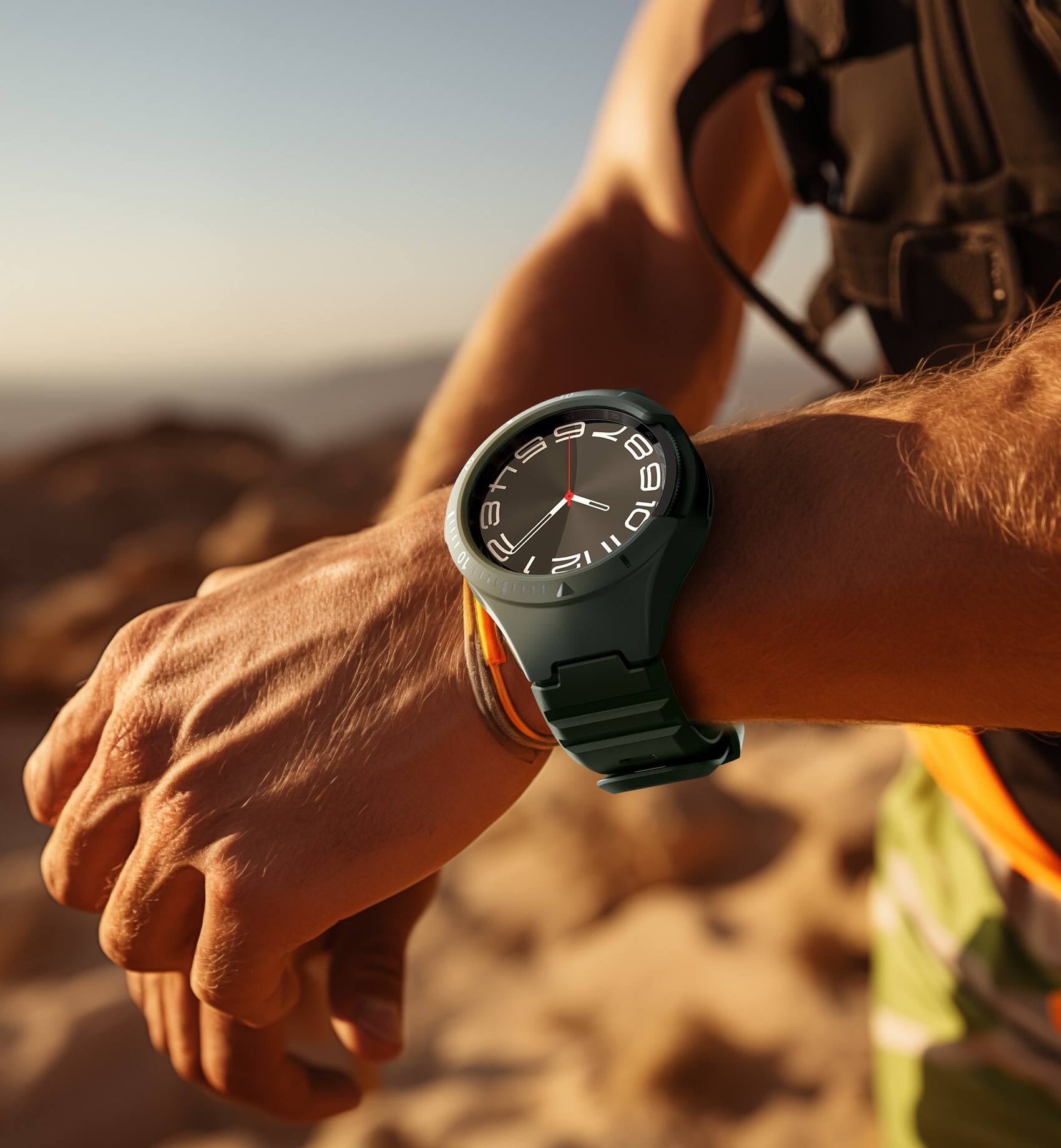 Alt View 2. Dexnor - Band for Samsung Galaxy Watch 6 Classic 43mm, Raised Bezel & Snap-on Rugged Shockproof Case - Army Green.