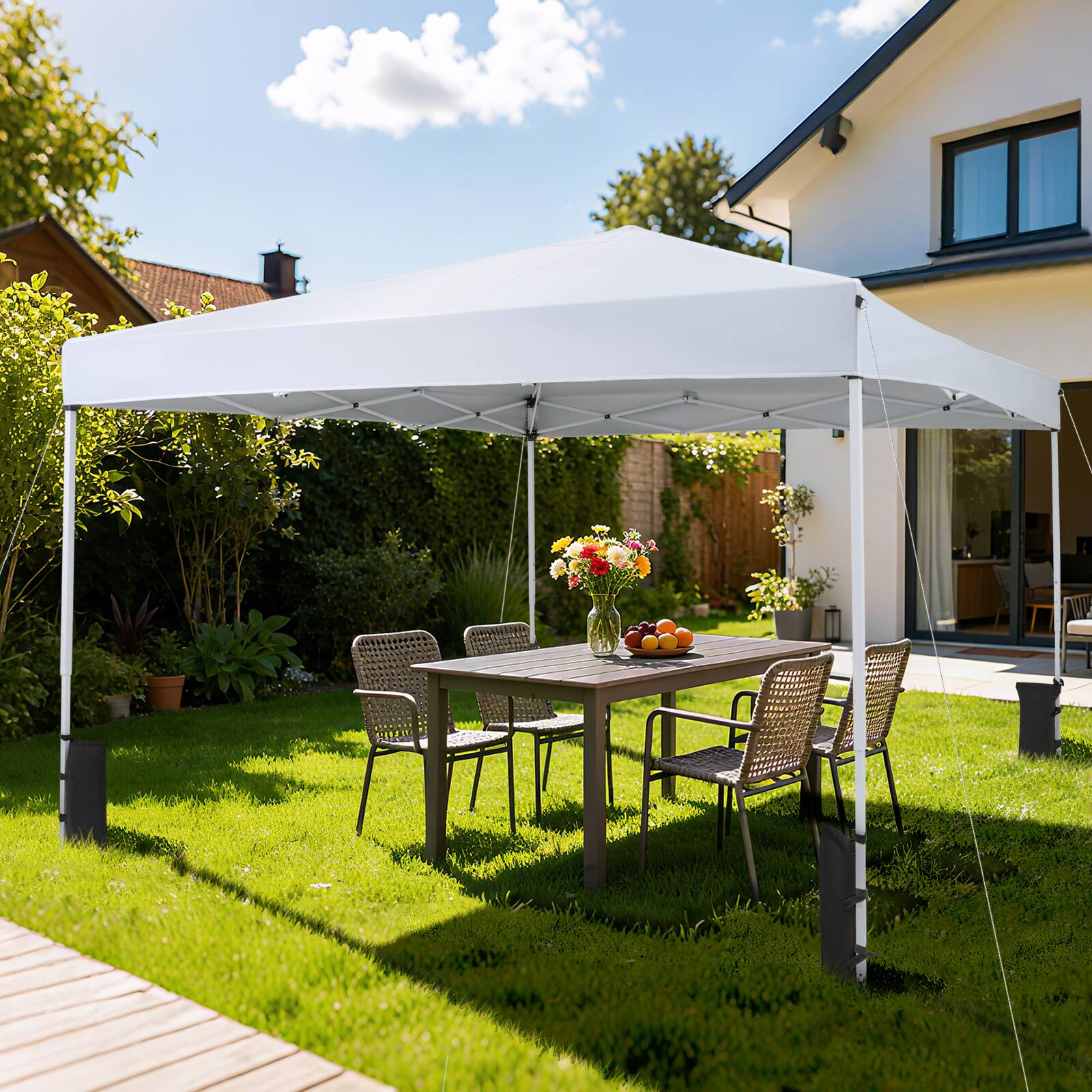 Alt View 1. Gymax - Gymax 10 x 10 FT Pop up Canopy Tent w/Carrying Bag 4 Sandbags 8 Stakes 4 Wind Ropes White - White.