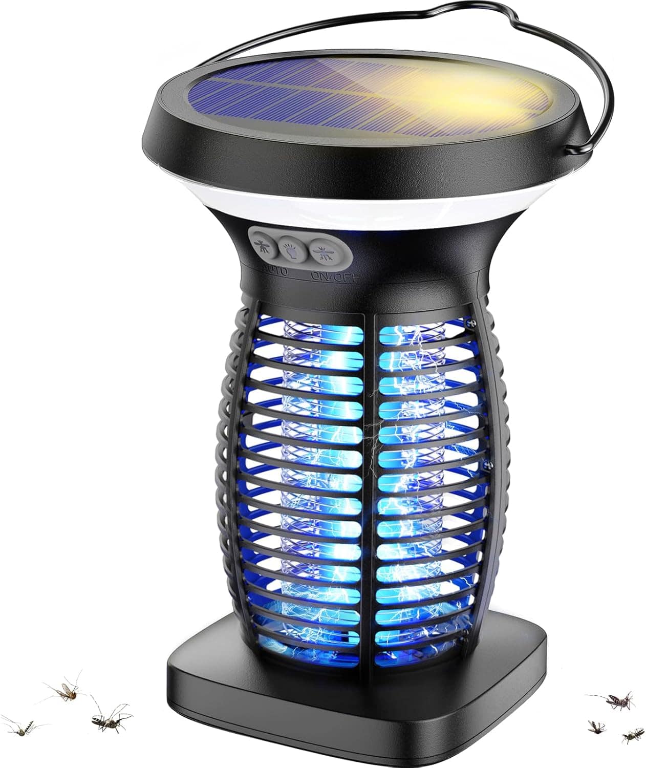 Aukfa - Solar Bug Zapper Outdoor - Waterproof Rechargeable with Solar Panel, 4200V Mosquito Killer for Backyard, Patio, Camping