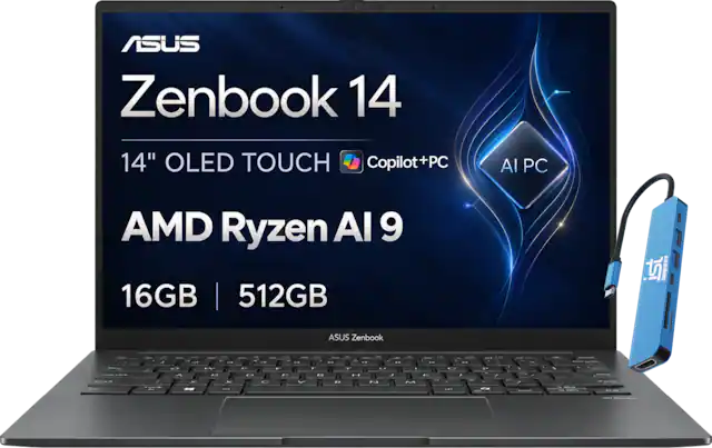 ASUS Zenbook 14
14" OLED TOUCH Copilot+PC
AI PC
AMD Ryzen AI 9 16GB | 512GB
ASUS Zenbook