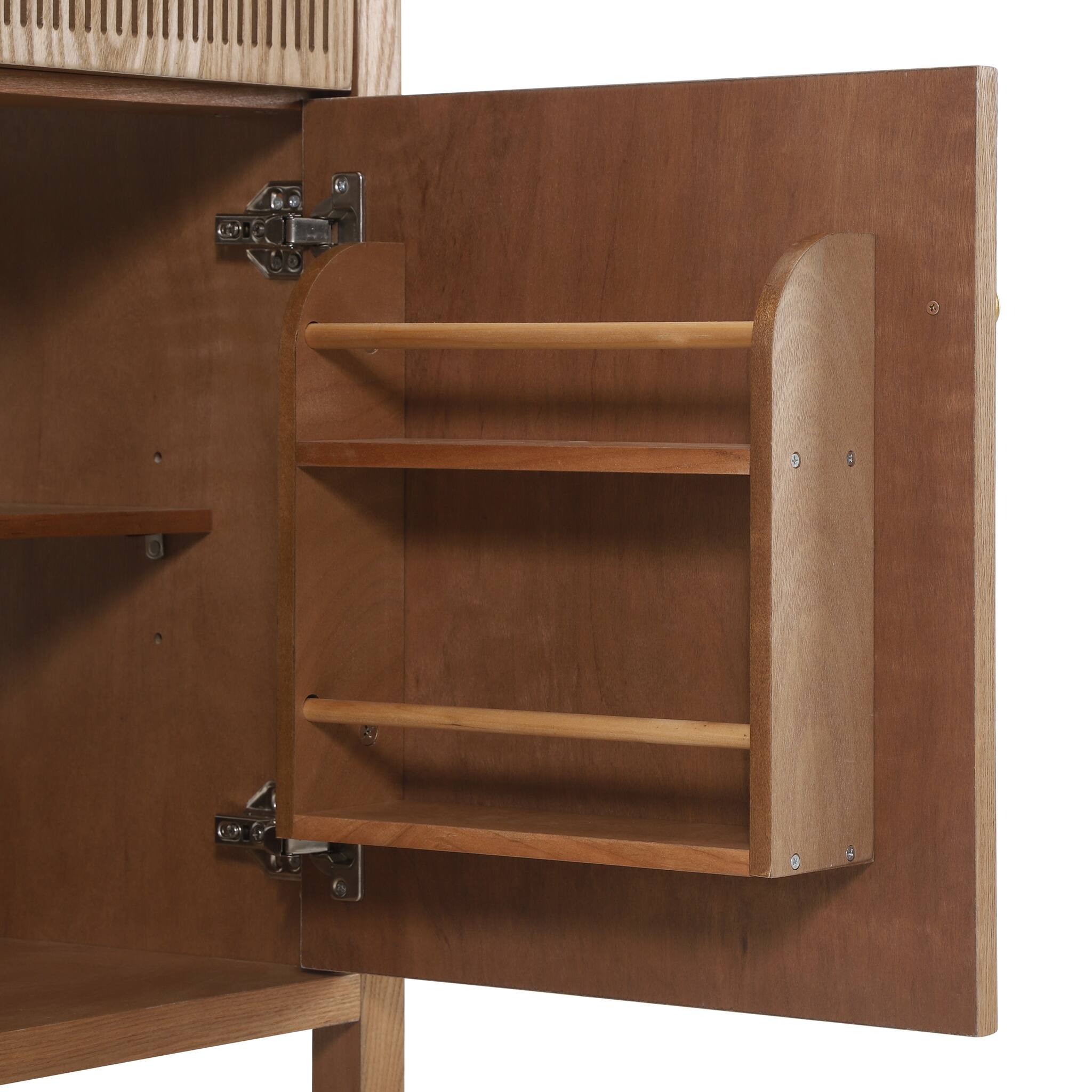 Alt View 2. JUJABU - 30 Inch Freestanding Farmhouse Bathroom Vanity with Integrated White Ceramic Sink Top and Soft Close Doors - Natural.