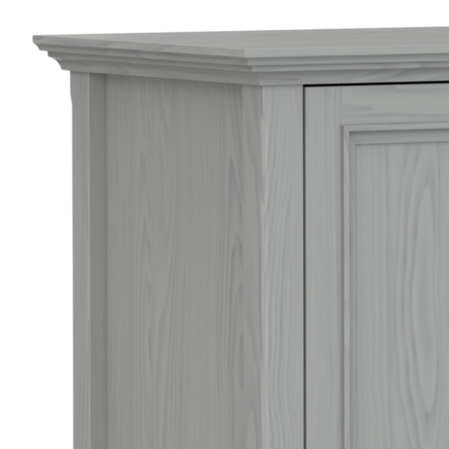 Left. Simpli Home - Amherst 72 inch Solid Wood TV Media Stand in Fog Grey - Fog Grey.