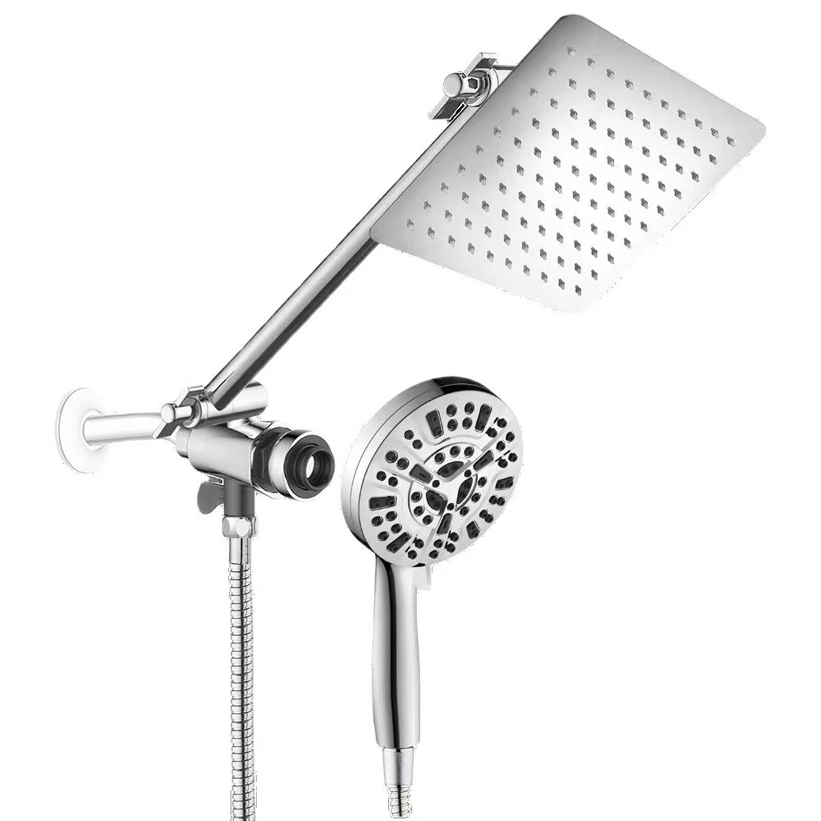 Front. Giantpower - 12 inch square High Pressure Rain Shower Head 10 Spray Mode - Chrome.