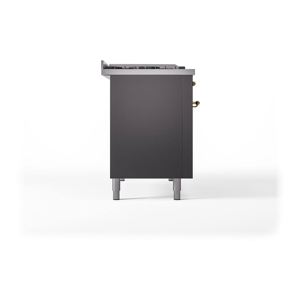 Alt View 10. ILVE - ILVE Nostalgie II Series 48 in. Dual Fuel Range with 5 Sealed Burners + Griddle (Liquid Propane, Brass Trim) - Graphite Matte.