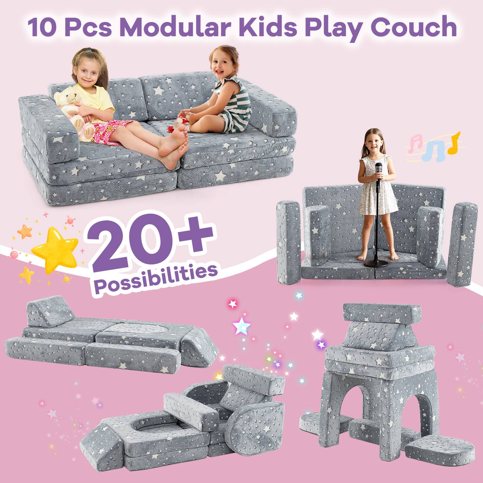 10 Pcs Modular Kids Play Couch  
20+ Possibilities