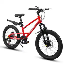 Anysun - 20 Inch Mountain Bike for Adults & Teens - 7 Speed, Front Suspension, Dual Disc Brakes, Carbon Steel Frame - Red