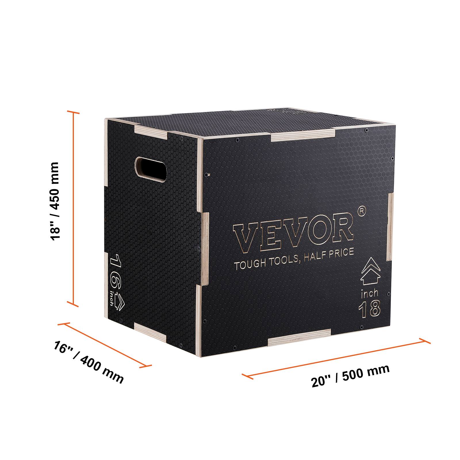 The dimensions of the box are:

- Length: 20 inches (500 mm)
- Width: 16 inches (400 mm)
- Height: 18 inches (450 mm)