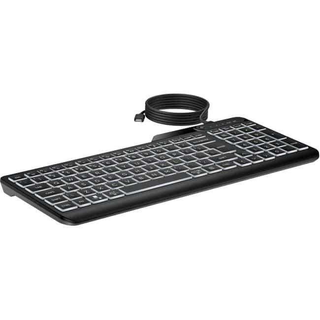 HP - 400 Backlit Wired Keyboard (7N7C0AA) - Cable Connectivity - USB Type A Interface - LED - 20 Hot Key(s) - Microphone - Black