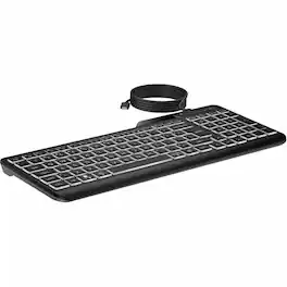HP - 400 Backlit Wired Keyboard (7N7C0AA) - Cable Connectivity - USB Type A Interface - LED - 20 Hot Key(s) - Microphone - Black
